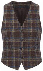 Ulla Popken 853892 Rutete vest med V-hals Mahognibrun