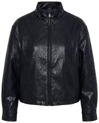 Ulla Popken 854795 Bikerjakke i kunstskinn Svart