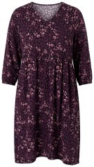 Ulla Popken 855270 Mønstret jerseykjole med V-hals Svart