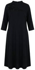 Ulla Popken 855373 Mønstret jerseykjole Svart