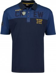 Adamo Crew Printed Jersey Poloshirt Denim Blue