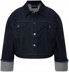 Ulla Popken Stretch Fit Cropped Denim Jacket Rinsed Wash