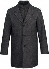 JP1880 Coat Wool Blend Quilted Insert Black