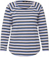 Ulla Popken Striped A-Line Long Sleeve Tee Navy Blue