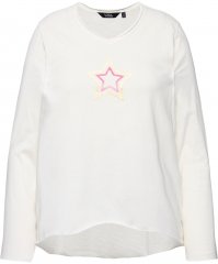 Ulla Popken Star Long Sleeve Graphic Tee Off-White
