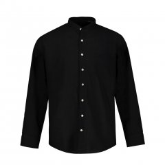 JP1880 Shirt Linen Blend Long Sleeve Black TALL