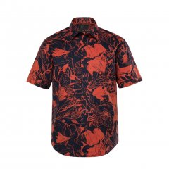 JP1880 Shirt Short Sleeve Linen Blend Red