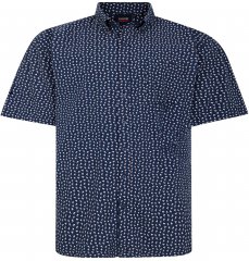 Espionage SH439 Mini Flamingo Printed Short Sleeve Shirt Navy