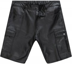JP1880 Leather Shorts Cargo Pockets Lamb Nappa Leather Black