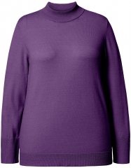 Ulla Popken Long Sleeves Mock Turtleneck Sweater Deep Violet