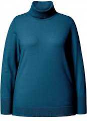 Ulla Popken Turtleneck Ribbed Trim Long Sleeve Sweater Cerulean