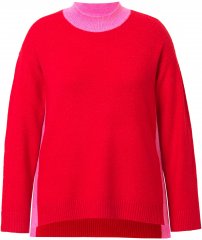 Ulla Popken Color Block Long Sleeve Sweater Lychee