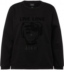 Ulla Popken Flock Print Long Sleeve Crew Neck Sweatshirt Black