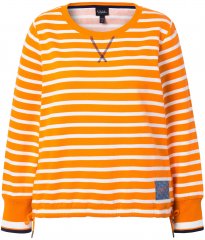 Ulla Popken Striped Drawstring Hem Sweatshirt Orange
