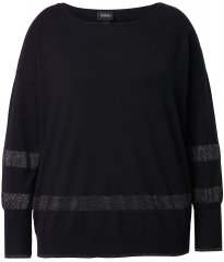 Ulla Popken Sparkling Breton Striped Sweater Black