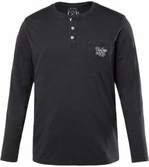 JP1880 T-Shirt Henley Long Sleeve Black TALL