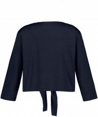 Ulla Popken Versatile Surplice Wrap Tie Hem Bolero Top Navy