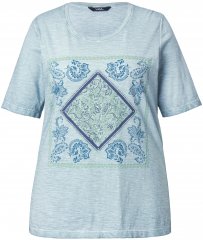 Ulla Popken Paisley Short Sleeve Graphic Tee Light Moss Green