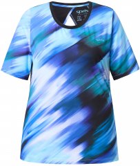 Ulla Popken Cutout Abstract Print Short Sleeve Tee Light Sapphire
