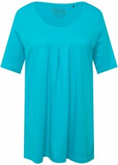 Ulla Popken Essential Front Pleat Tee Deep Aqua