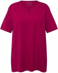 Ulla Popken Essential Notch Neck Stretch Tee Magnolia Red