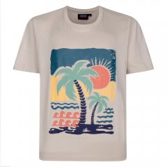Espionage T448 desert island t-skjorte med trykk naturhvit