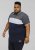 D555 EMERSON Cut And Sew Polo With Jacquard Collar Navy - Polo- & piqueskjorter - Poloskjorte i store størrelser - 2XL-8XL