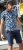 D555 Halifax AOP Hawaiian Print Short Sleeve Polo Blue - T-skjorter - Store T-skjorter - 2XL-14XL