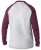 D555 KELTON Long Sleeve Raglan T-Shirt Grey/Burgundy - T-skjorter - Store T-skjorter - 2XL-14XL