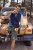 JP1880 Mottled Stretch Knit Stand-up Collar Vest Navy Blue - Jakker - Store jakker - 2XL-12XL