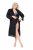 Ulla Popken 834837 Kimono-morgenkåpe med blonder Svart - Morgenkåper & badekåper - 