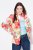 Ulla Popken 835230 Blomstret blazer i bomull Rød - Blazere - Blazere i store størrelser for dame