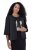 Ulla Popken 842712 Kort blazer med knyting og volangermer Svart - Blazere - Blazere i store størrelser for dame