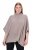 Ulla Popken 844996 Ribbestrikket merinoponcho med høy hals Lysebrun - Ponchoer og capes - 