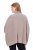 Ulla Popken 844996 Ribbestrikket merinoponcho med høy hals Lysebrun - Ponchoer og capes - 