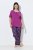 Ulla Popken 850864 Rutete 3-delt pyjamassett Fiolett - Pyjamas/Loungewear - 