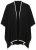 Ulla Popken 851127 Åpen strikkeponcho med strasskant Svart - Ponchoer og capes - 