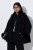 Ulla Popken 852644 Capejakke med kant i fuskepels Svart - Ponchoer og capes - 