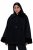 Ulla Popken 852644 Capejakke med kant i fuskepels Svart - Ponchoer og capes - 