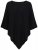 Ulla Popken 855277 Strikkeponcho med spiss kant og båthals Svart - Ponchoer og capes - 