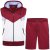 Kam Jeans TS006 Retro Pannelled Tracky Set (Shorts/Sleeveless Hoodie) Red - Treningsdrakter - Treningsdrakter/Tracksuits store størrelser herre