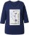 Ulla Popken Decorative Plant 3/4 Sleeve T-Shirt Ink Blue - Trykket T-skjorter for dame - 