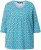 Ulla Popken Flower Print 3/4 Sleeve A-Line Tee Deep Aqua - Trykket T-skjorter for dame - 