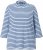 Ulla Popken Striped 3/4 Sleeve Turtleneck Tee Light Blue - Trykket T-skjorter for dame - 