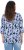Ulla Popken Floral Print 3/4 Sleeve V-Neck Tee Navy Blue - Trykket T-skjorter for dame - 