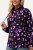 Ulla Popken Floral Print Drawstring Collar Hoodie Black - Hettegensere og collegegensere - Myke gensere, hettegensere og strikk