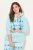 Ulla Popken Plush Alpine Striped Motif Loungewear Hoodie Baby Blue - Hettegensere og collegegensere - Myke gensere, hettegensere og strikk