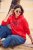 Ulla Popken TRUE Lettering Hoodie Neon Red - Hettegensere og collegegensere - 