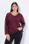 Ulla Popken Back To Basics V-Neck Relaxed Fit Cotton Tee Dark Berry - T-skjorter - T-skjorter for damer