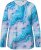 Ulla Popken Marble Ski Top with Gaiter Bright Turquoise - Trykket T-skjorter for dame - 